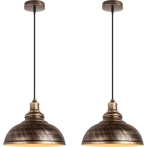 2er Set Industrielle Hängelampe, Vintage Deckenleuchte E27, Retro Metall-deckenlampe Für Küche/esszimmer/restaurant, D: 29 Cm (kupferrost)