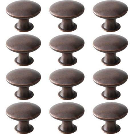 Set Aus 12 Vintage-stil Türknöpfen Für Schränke, Rund, Aus Metall, Für Küche Und Bad, 30 X 21 Mm, Kupfer