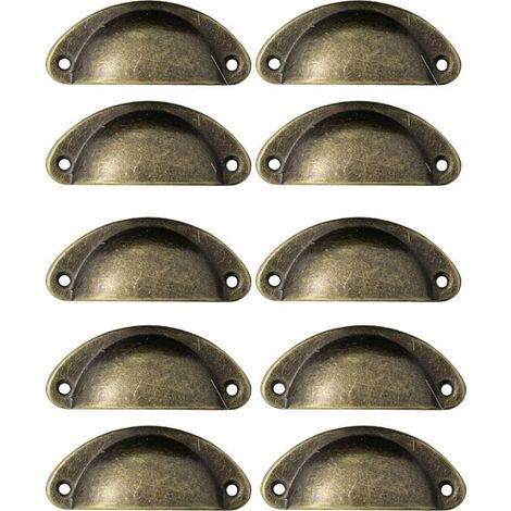 10er Set Retro-metallgriffe Für Küchenschubladen, Schranktüren Und Schränke Mit Knöpfen, Antikmessing
