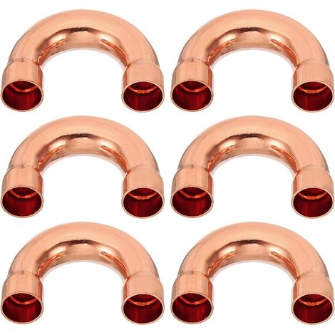 6 Stück Gewinkelte Kupferfittings Für Gasrohre, 16 Mm Schlauchanschluss Für Wasserschläuche Und Kraftstoffschläuche, Druckrohrverbindungen Für Hvac, Klimaanlagen Und Klempnerarbeiten, Wandstärke 1 Mm