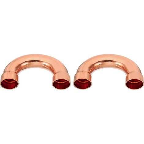 2 Stück Gewinkelte Kupferfittinge Für Gasleitungen, 22mm Schlauchanschluss Für Kraftstoffschläuche, Druckrohrverbindungen Für Hvac, Klimaanlage Und Klempnerarbeiten, Wandstärke 1mm - U-form