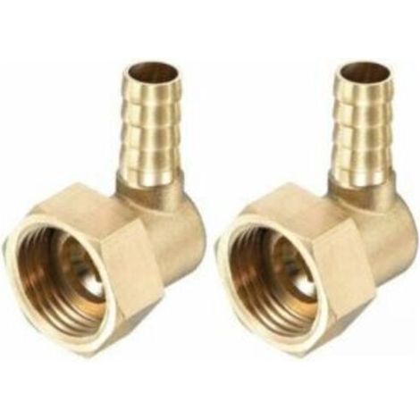 Gewinkelter Messing-stecknippel Mit Innengewinde 10 Mm X G1/2 Und Überwurfmutter, Geeignet Für Wasser, Kraftstoff Und Luft - 2er-pack