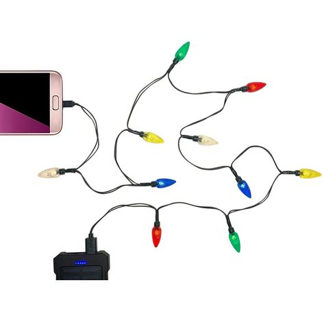 Mehrfarbige Led-weihnachtslichter Handy-ladekabel - 1,4 M Usb-ladekabel Mit 10 Leds - Android Micro Usb (android, 1er-pack)