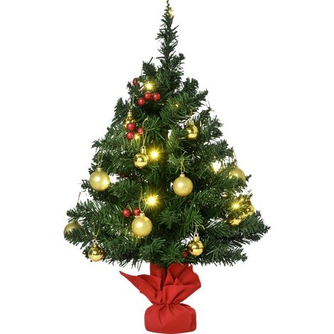 Mini-weihnachtsbaum, Weihnachtsdekoration Mit Kugeln Und Led-lichterketten, 60 Cm, Mehrfarbig