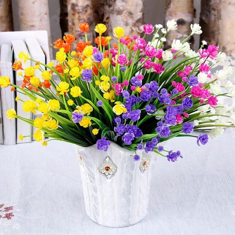 Künstliche Blühende Pflanze, 12 Stück Uv-beständige Künstliche Blumen Und Sträucher Für Innen- Und Außenbereich, Hängende Pflanzer Für Küche, Haus Und Büro (6 Farben)