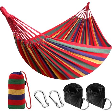 Outdoor Camping Hängematte, Tragbare Canvas-hängematte Mit Baumgurten, Leicht, Robust, Atmungsaktiv, Mit Tragetasche, Für Garten, Balkon, Terrasse, Strand, Wandern, Tragfähigkeit 300 Kg