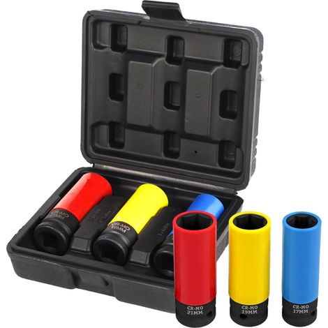1/2" Satz Stoßfeststeckschlüssel Für Alufelgen, 17 / 19 / 21 Mm, 3 Stück