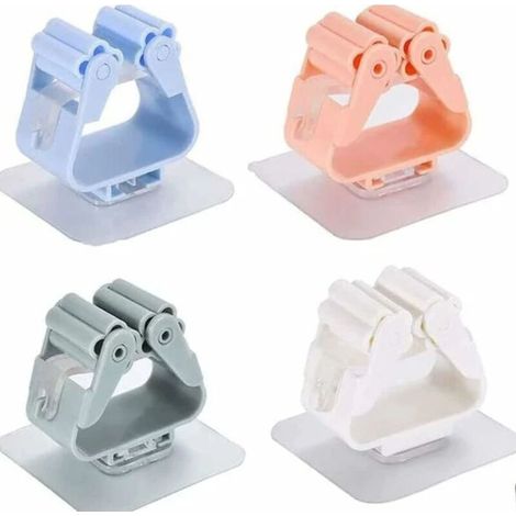 4 Stück Selbstklebende Wandhalterungen Für Besen Und Mopps, Bohrfreie Wandhaken Für Besen, Halterungen Für Besen Und Mopps, Geeignet Für Tür, Badezimmer, Mehrfarbig