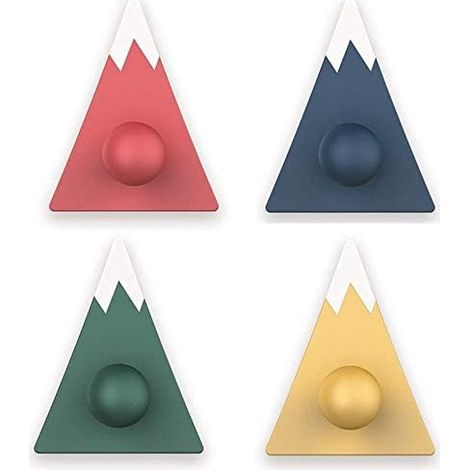 Starker Selbstklebender Haken, Wandhaken, Dekorativer Kleiderbügel Für Zuhause Und Büro, Selbstklebend, 4-teiliges Set Mit Fuji-berg-motiv