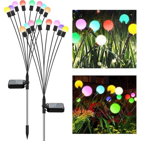 Lampes Solaires De Jardin, Motif Luciole, 8 Lampes Solaires Led Pour Usage Extérieur, Étanches, (lot De 2) Lampes Solaires Décoratives Pour Jardin, Cour, Terrasse, Maison [classe Énergétique A]