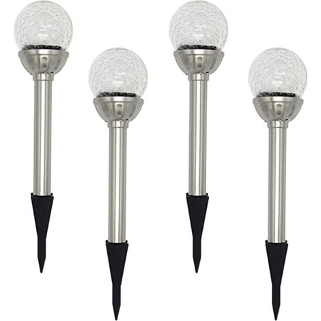 Solar-gartenleuchte, 4er-pack Led Rgb Glaskugel-spießleuchten, Farbwechselnde Crackle-glas-kugelleuchten, 6-10 Stunden Betriebszeit - Fei Yu