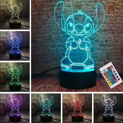 Lampe Stitch, 3d Led Smart Fernbedienung Lampe 16 Farben Weihnachten Geschenk Kinderzimmer Dekoration Urlaubsgeschenk