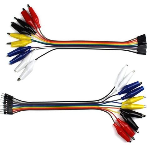 Breadboard Krokodilklemmen-jumper – Gator-zu-männlich-und-weiblich-jumperkabel, Testleitungen 2x10 Stück, 8 Zoll Für Netzteil, Led-streifen, Multimeter, Arduino Lilypad Und Raspberry Pi