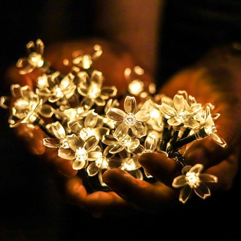 Warmweißes Lichterkette, Solare Außenbeleuchtung, Mehrfarbige Led, Batteriebetrieben, Wasserdicht, 7 M, 50 Leds, Dekorative Modi Für Garten, Terrasse, Familie, Weihnachten, Ostern, Party, Patio, Balko