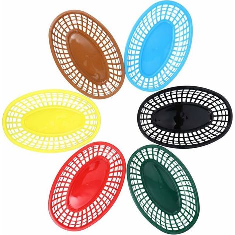 6er-set Wiederverwendbare Ovale Plastik-servierkörbe Für Pommes, Grillen, Picknick, Sandwiches