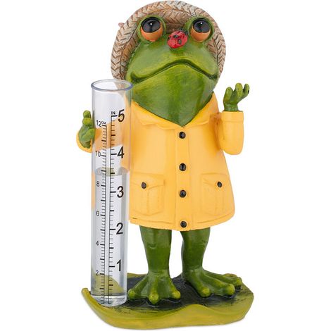Frosch-garten-regenmesser, Wetterfest, Präzise Niederschlagsmessung, Hxlxb: 19x10,5x8 Cm, Mehrfarbig