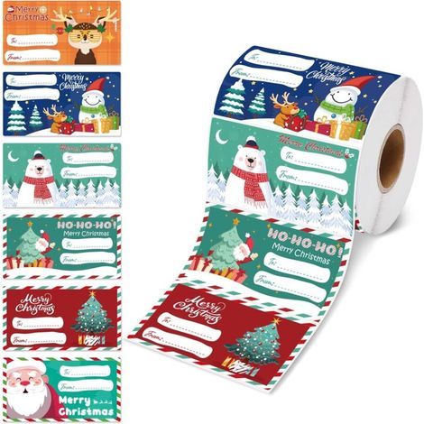 Bunte Weihnachts-geschenkanhänger, 2,95 X 1,6 Zoll, 1 Rolle Mit 240 Aufklebern, Weihnachtsgeschenk-etiketten, Weihnachts-geschenkpapier Zb99