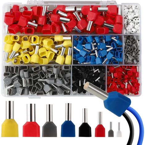 750 Stück 0,5-10 Mm² Doppel-crimp-klemmen, Doppel-crimp-kabelenden, Vorisolierte Elektrische Verbinder, Messingdrahtkabelschuhe, Schnelle Doppelverbinder