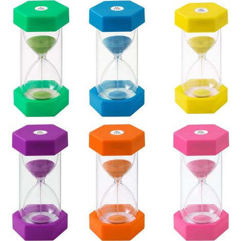 6er-pack Bunte Sanduhren Für Kinder, Buntes Sanduhr-set Mit 5/10/20/30/45/60 Minuten, Farbiger Timer, Timer, Sanduhr, Geeignet Für Küche, Zuhause, Humor