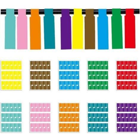 Selbstklebende Kabel-etiketten, 300 Stück – 10 Farben – Wasserdicht Zur Kennzeichnung – Größe 84 Mm X 26 Mm – A4-blätter