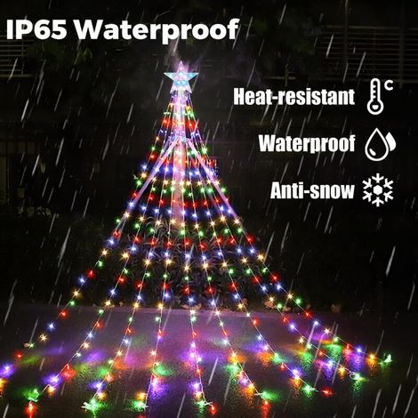 Aofonchy Solar-weihnachtsbaumlichter Mit Stern, 3m Kabel 288led Weihnachtsbeleuchtung Mit Fernbedienung, Wasserdichte Leuchtketten, Weihnachtsdekoration Für Baum Und Garten