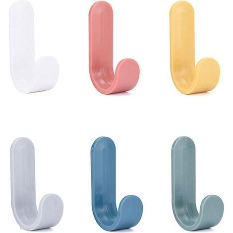 Set Aus 6 Selbstklebenden Wandhaken, Haken Für Schals, Haken Für Küchenutensilien, Kunststoffhaken In Schlüsselform