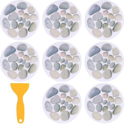 8er-set Runder Badewannenaufkleber, Durchmesser 15 Cm, Design Badezimmersstein, Bodenbelag Für Badezimmer, Aufkleber Mit Schaber, Für Badewannen Und Duschen