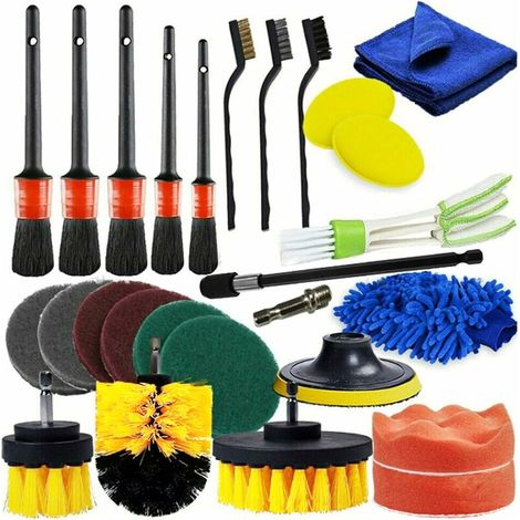26-teiliges Bürstenset Für Bohrmaschine, Reinigungsbürsten, Räder Und Schleifmittel, Kit Zur Innenreinigung Von Autos, Felgenbürste, Für Badezimmeroberflächen, Böden, Badewannen Und Autos
