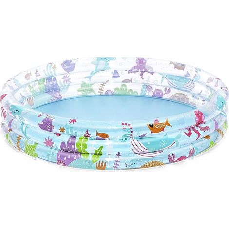Aufblasbares Kinderplanschbecken Mit Drei Ringen, Deep Dive - 152 Cm X 152 Cm X 30 Cm - Mehrfarbig