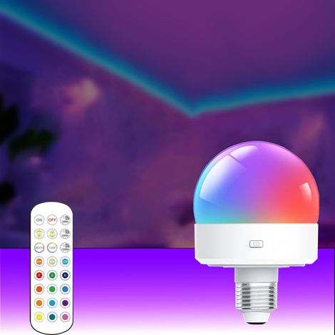 Set Mit 1 Wiederaufladbaren Usb-c-glühbirnen Mit Fernbedienung, 3,5-w-batterieglühbirne, 16 Farben, Dimmbar, Für Outdoor-camping, Notfallglühbirne Mit Abnehmbarem Lampenhalter [energieklasse