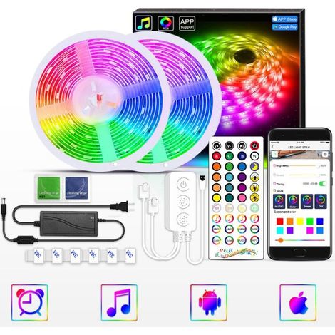 Intelligentes Bluetooth-led-lichtband 20m 360rgb 5050 Smd - Mit Fernbedienung + App, Synchronisiert Mit Musikrhythmus/funktion