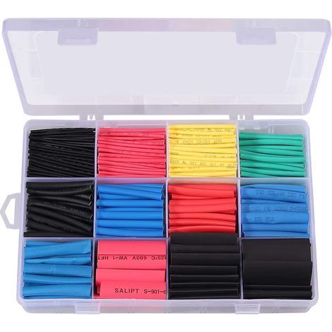 Schrumpfschläuche, 560 Stück, Schrumpfverhältnis 2:1, Schrumpfschlauch-set Für Elektrische Kabel Mit Box (5 Farben/12 Größen)