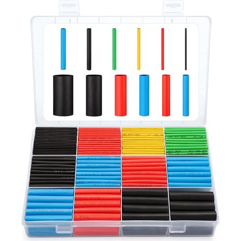Schrumpfschlauch, 560 Stück Schrumpfschlauch-set Im Verhältnis 2:1, Kabelisolierungs-schrumpfschlauch-kit Mit Box (5 Farben / 12 Größen)