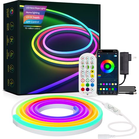 Led-lichtleiste, 5 M Rgb-led-neonlicht Für Schlafzimmer, App-steuerung 12 V, Musik-synchronisation, Farbwechsel, Flexibles Wasserdichtes Neon-schild Zur Dekoration