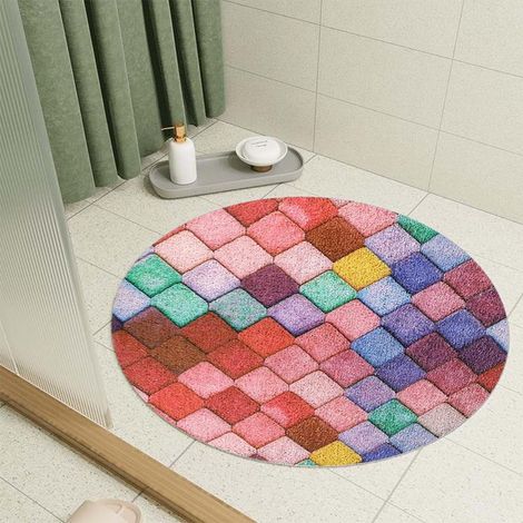 Runde, Rutschfeste Duschmatte Aus Pvc-luffa - 60 X 60 Cm - Weich Und Bequem - Für Duschkabine - Bunt