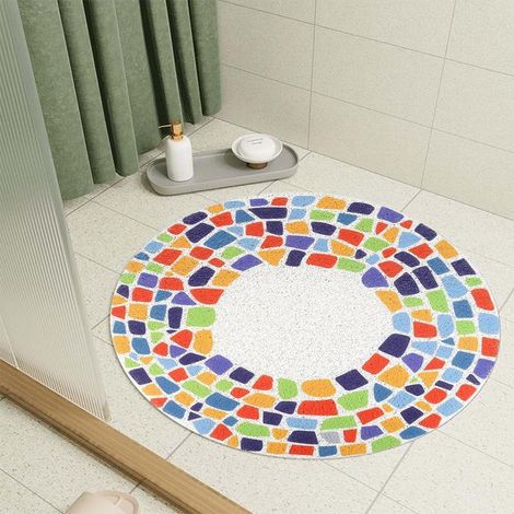 Runde, Rutschfeste Duschmatte Aus Pvc-luffa - 60 X 60 Cm - Weich Und Bequem