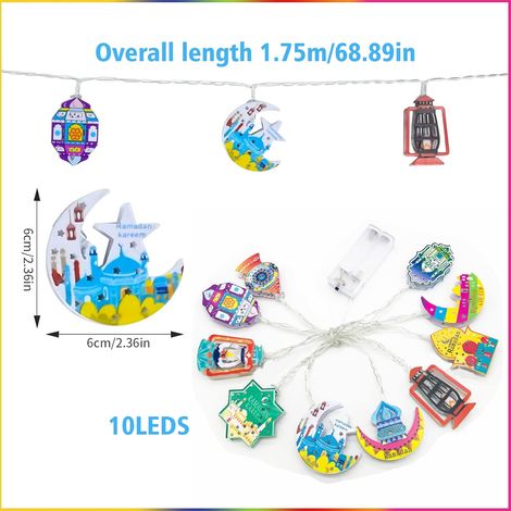 Ramadan Lichterkette, 10 Led Usb Stern- Und Mond-lichter, Ramadan-dekoration, Aid Moubarak Dekoration, Farbige Led-lichterkette Für Muslimische Außenfeiern