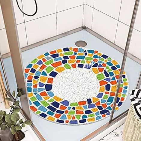 Duschmatte Rutschfest 60 X 60 Cm, Sichere Und Weiche Badematte Mit Ablauföffnungen, Pvc-luffa-massagematte Für Feuchte Bereiche, Schnelltrocknend, Digital Bedruckt