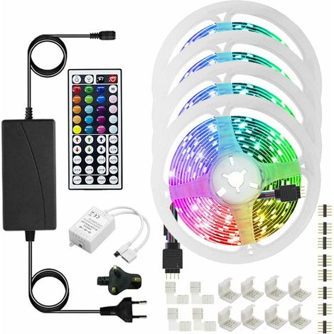Ruban Led Rgb 20 M, Dimmbares Bluetooth-lichtband Mit App-steuerung, 44-tasten-fernbedienung, Timer-einstellung, Musikmodus, 24 V Led Für Wohnzimmer Und Schlafzimmer (5 M × 4)