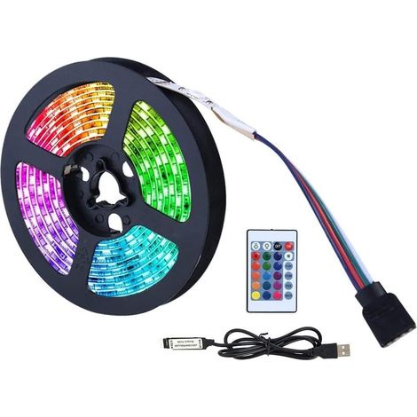 4m Led-streifen, Usb-neon-farblichtband Mit 120 Leds Und 16 Rgb-farben, 24-tasten-fernbedienung Mit 4 Dynamischen Modi, Geeignet Als Led-hintergrundbeleuchtung Für Heimkino-tv, Party- Und Wohnraumdeko