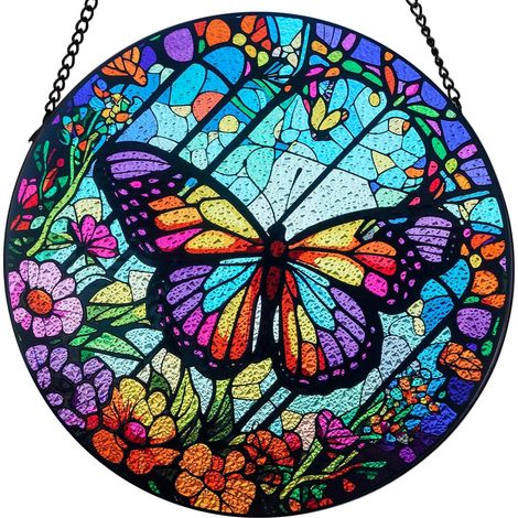 Schmetterling-sonnenfänger Für Innenfenster, Buntglas-dekoration Für Haus, Garten, Hütte (30 Cm)