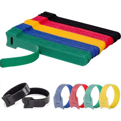 100 Stück Scratch-kabelbinder, Kabelhalterung, Wiederverwendbare Kabelmanagement-bänder, Leicht Zuschneidbar Zum Befestigen Von Kabeln, Pc-kabeln, Elektrischen Drähten, Farbe, 150mm X 12,5mm