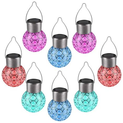 Msbd Set Aus 8 Solar-gartenleuchten, Kugelförmige Solarlichter Für Den Außenbereich, Led-hängelampen Zur Gartendekoration Für Feste, Hochzeiten, Bäume (farbe)