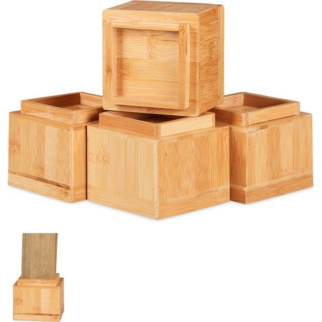 Möbelerhöher Im 4er-set, Ca. 8,5 Cm Hohe Erhöhungen Für Tische Und Andere Möbel, 10x11,5x11,5 Cm, Natur