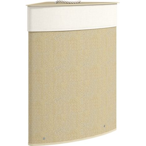 Bambus-wäschekorb 55l, Dreieckiger Korb Mit Abnehmbarem Und Waschbarem Beutel, Deckel, Griff, 35x35x60cm, Naturfarbe