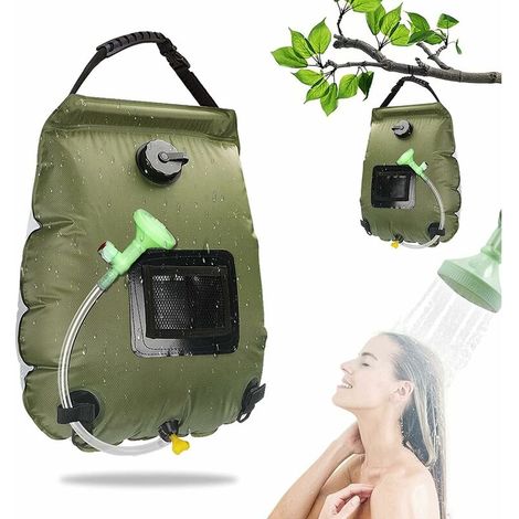 Solare Duschbeutel Für Camping, 20l Tragbarer Solarer Duschbeutel, Faltbar Für Den Außenbereich Mit Abnehmbarem Duschkopf, 45 °c Solare Warmwasserbereitung Für Wandern, Klettern Und Reisen