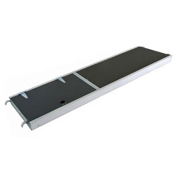1 Gerüstbühnen Alu/Holz 3.00m x 0.60m mit Durchstiegsklappe, Haken: Lichte Weite 50mm - 4010336