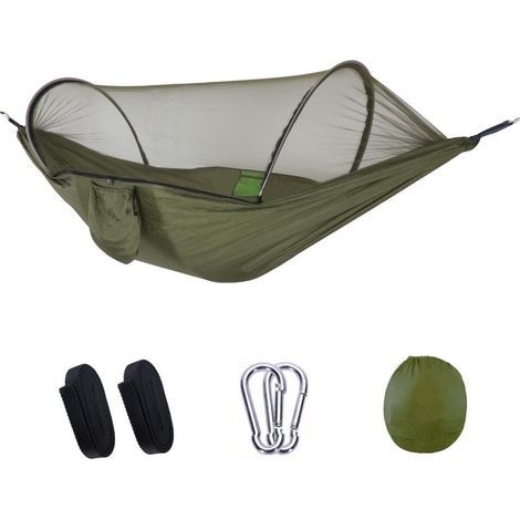 Ultraleichte Hängematte Mit Moskitonetz, Tragfähigkeit 300 Kg. Aufgehängte Hängematte Mit Atmungsaktivem, Schnell Trocknendem Fallschirm-nylon Für Outdoor, Camping, Wandern, Garten Und Reisen