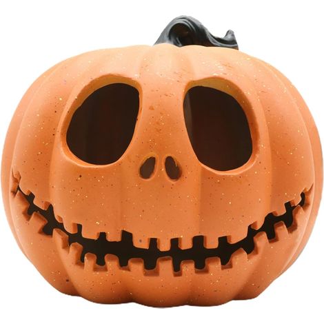 Leuchtende Plastik-kürbislaterne Mit Led Für Halloween-dekoration (batterien Nicht Enthalten) - Orange