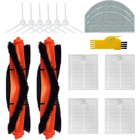 Kompatibles Zubehör Für Xiaomi Robot Vacuum E12, Xiaomi Vacuum E10 Staubsauger Ersatzteile 15er-pack: 2 Hauptbürsten, 4 Filter, 6 Seitenbürsten, 3 Wischtücher